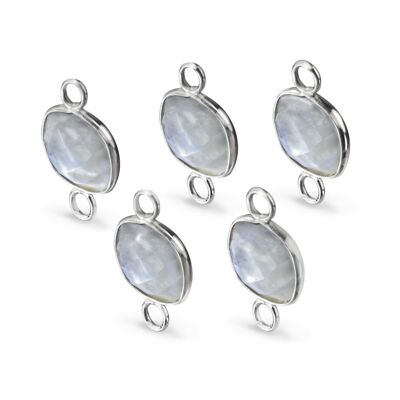 Cushion Shaped 10mm Faceted Moonstone Connectors - 1 pc