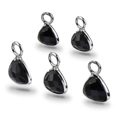 Trillion Shaped 8mm Faceted Black Onyx Connectors - 1 pc