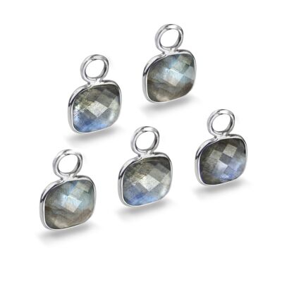 Cushion Shaped 7mm Faceted Labradorite Connectors - 1 pc