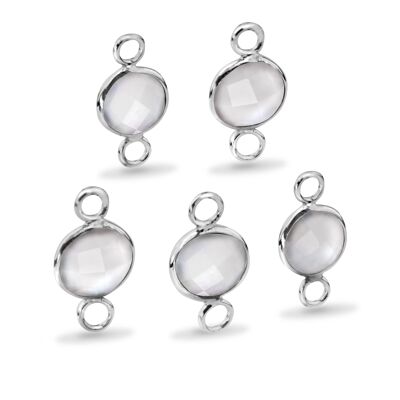 Round Shaped 8mm Faceted Moonstone Connectors - 1 pc