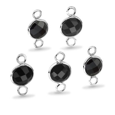 Round Shaped 8mm Faceted Black Onyx Connectors - 2 pcs