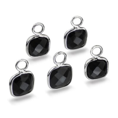 Cushion Shaped 7mm Faceted Black Onyx Connectors - 1 pc