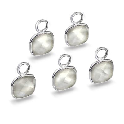 Cushion Shaped 7mm Faceted Moonstone Connectors - 1 pc
