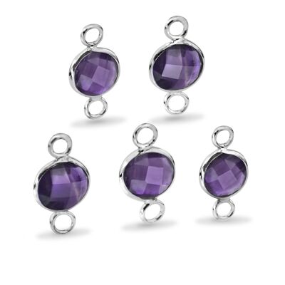 Round Shaped 8mm Faceted Amethyst Connectors - 2 pcs