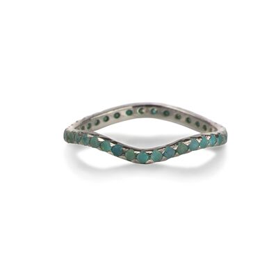 Delicate Full Curved Ring with Turquoise in Sterling Silver