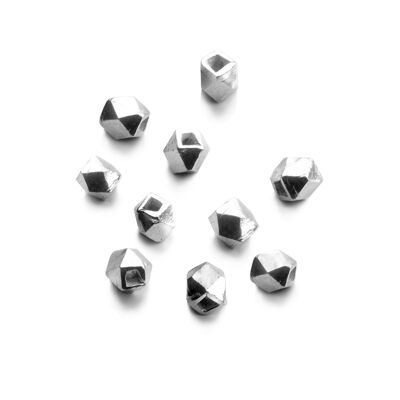 Faceted Round Hollow Beads in 925 Sterling Silver – 4.5-5mm Diameter - 20 pcs