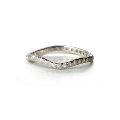 Delicate Full Curved Ring with Opal in Sterling Silver