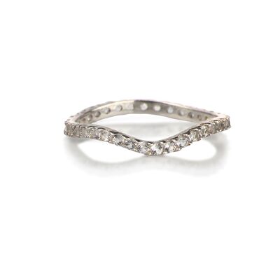 Delicate Full Curved Ring with White Topaz in Sterling Silver