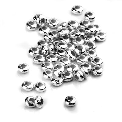 Plain Rondelle Spacer Beads in Sterling Silver - 20 pcs