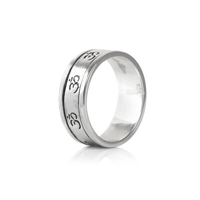 Spinner OM band in 925 sterling silver, meditation ring