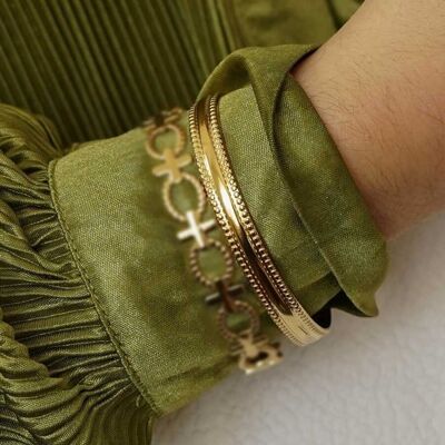Modern two-line steel bangle bracelet jewelry