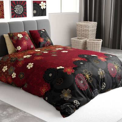 Juego de ropa de cama - Funda nórdica 200x200 cm + 2 fundas de almohada 100% Algodón 57 hilos Kimono