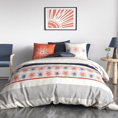 Parure de lit - Housse de couette 240x260 cm + 2 taies d'oreiller 100% Coton 57 fils Elegance