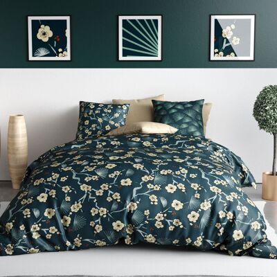 Bed set - Duvet cover 140x200 cm Reversible + 1 pillowcase 100% Cotton Percale 71 thread count Maldives