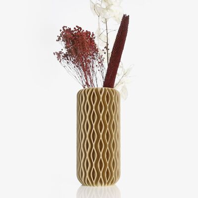 Vase "gyro" bois recyclé, pour fleurs séchées