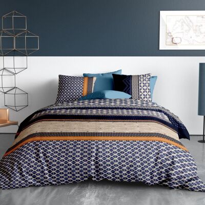 Bed linen set - Duvet cover 140x200 cm Reversible + 1 pillowcase 100% Cotton Percale 71 thread count Noé