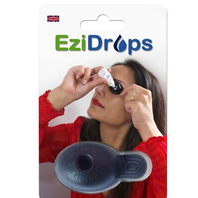 EziDrops - Eye Drop Dispenser Aid - Easy Eye Drop Applicator - Safe & Easy Vision Care (Black)
