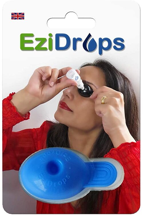 EziDrops - Eye Drop Dispenser Aid - Easy Eye Drop Applicator - Safe & Easy Vision Care (Blue)