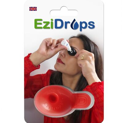 EziDrops - Eye Drop Dispenser Aid - Easy Eye Drop Applicator - Safe & Easy Vision Care (Red)