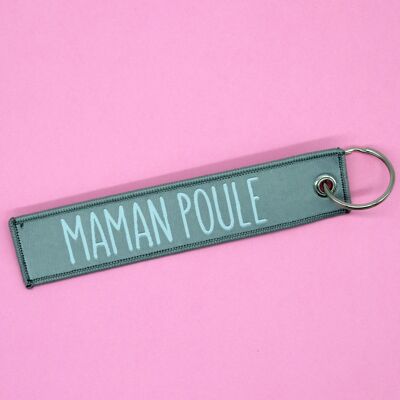 Woven lanyard keychain Maman Poule gift mom gift mother's day