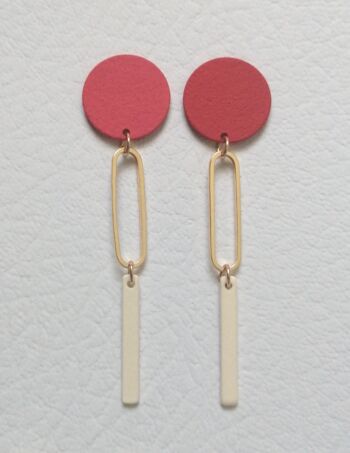 boucles d'oreilles - Joy - rouge/or/ivoire - 5 2