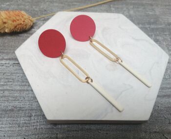 boucles d'oreilles - Joy - rouge/or/ivoire - 5 1