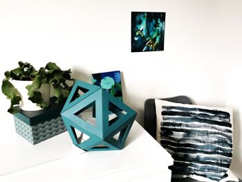 Grande lampe origami bleu canard 2