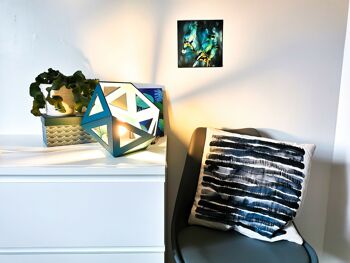 Grande lampe origami bleu canard 4