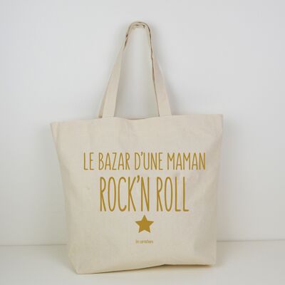 Cabas en coton Bazar d'une maman rock n roll