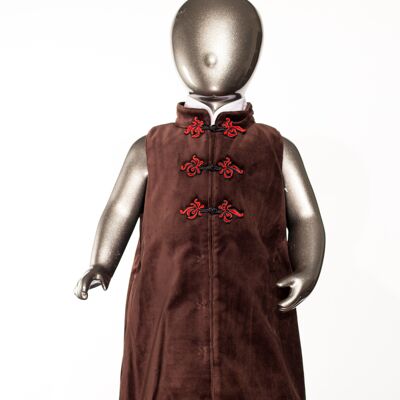 Rebecca - Brown Chinese velvet dress