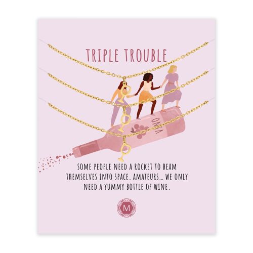 TRIPLE TROUBLE 3x Necklace Gold