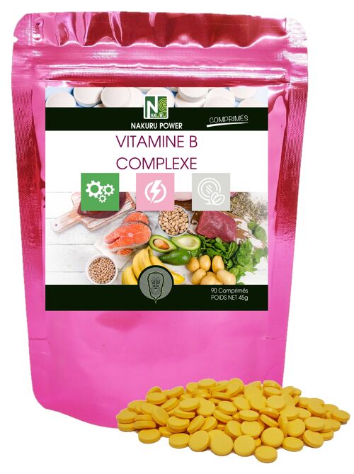 Vitamine B Complexe / 90 Comprimés de 500mg / NAKURU Power / Fabriqué en France