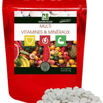 Multivitamine & Mineralstoffe / 90 Tabletten à 500 mg / NAKURU Boost / Hergestellt in Frankreich