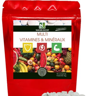 Multi Vitamins & Minerals / 90 Tablets of 500mg / NAKURU Boost / Made in France