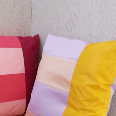 Fodera per cuscino Flag lilla, rosa e giallo