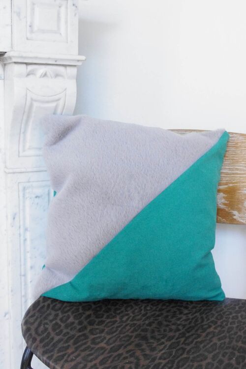 Housse de coussin Slash vert et gris