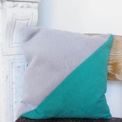 Housse de coussin Slash vert et gris