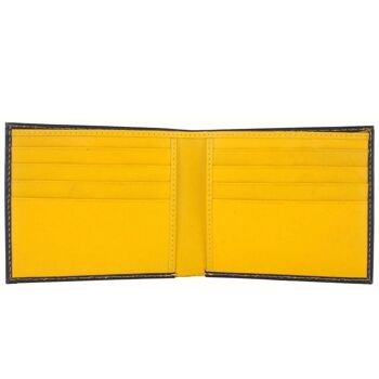 Portefeuille à 8 fentes pour cartes Billfold - Bleu marine et jaune 3