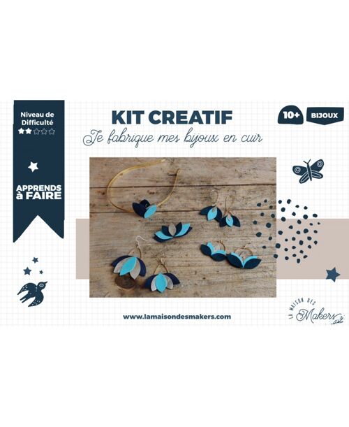 Kit DIY  Bijoux en cuir - Coloris Bleu