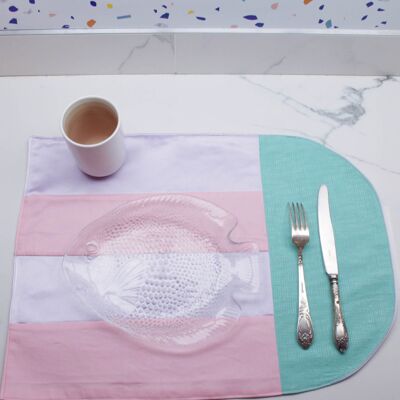 Set de table Flag lilas, rose et vert d'eau