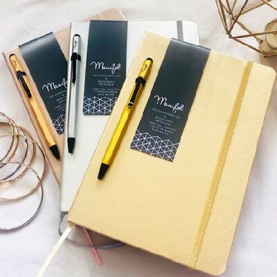 Metallic A5 notebook with matching pen