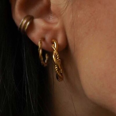 Twisted steel twisted earrings large model