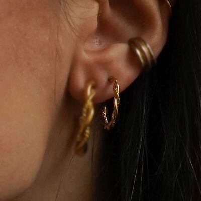 Twisted steel twist earrings small model