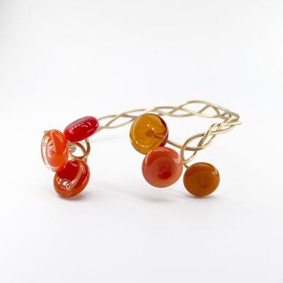 Bracelet fait main avec tresse orange en verre de Murano