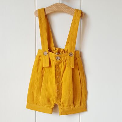 Short mustard dungarees/6-9 months