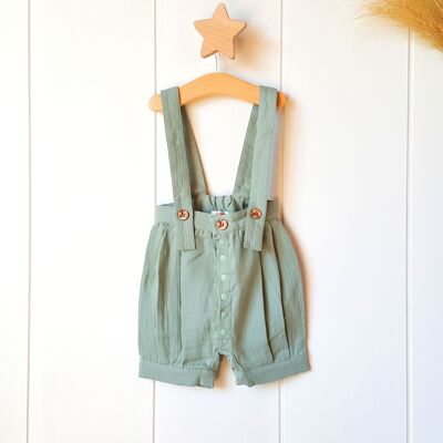 Green short dungarees/9-12 months