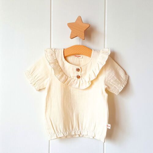 Tee-shirt beige pour fille/0-3 mois