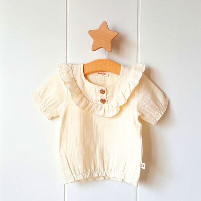 T-shirt beige per bambina/0-3 mesi