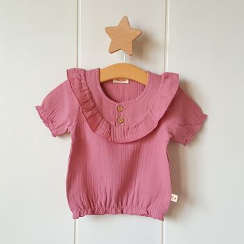 Tee-shirt rose foncé pour fille/0-3 mois 1