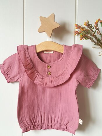 Tee-shirt rose foncé pour fille/0-3 mois 2